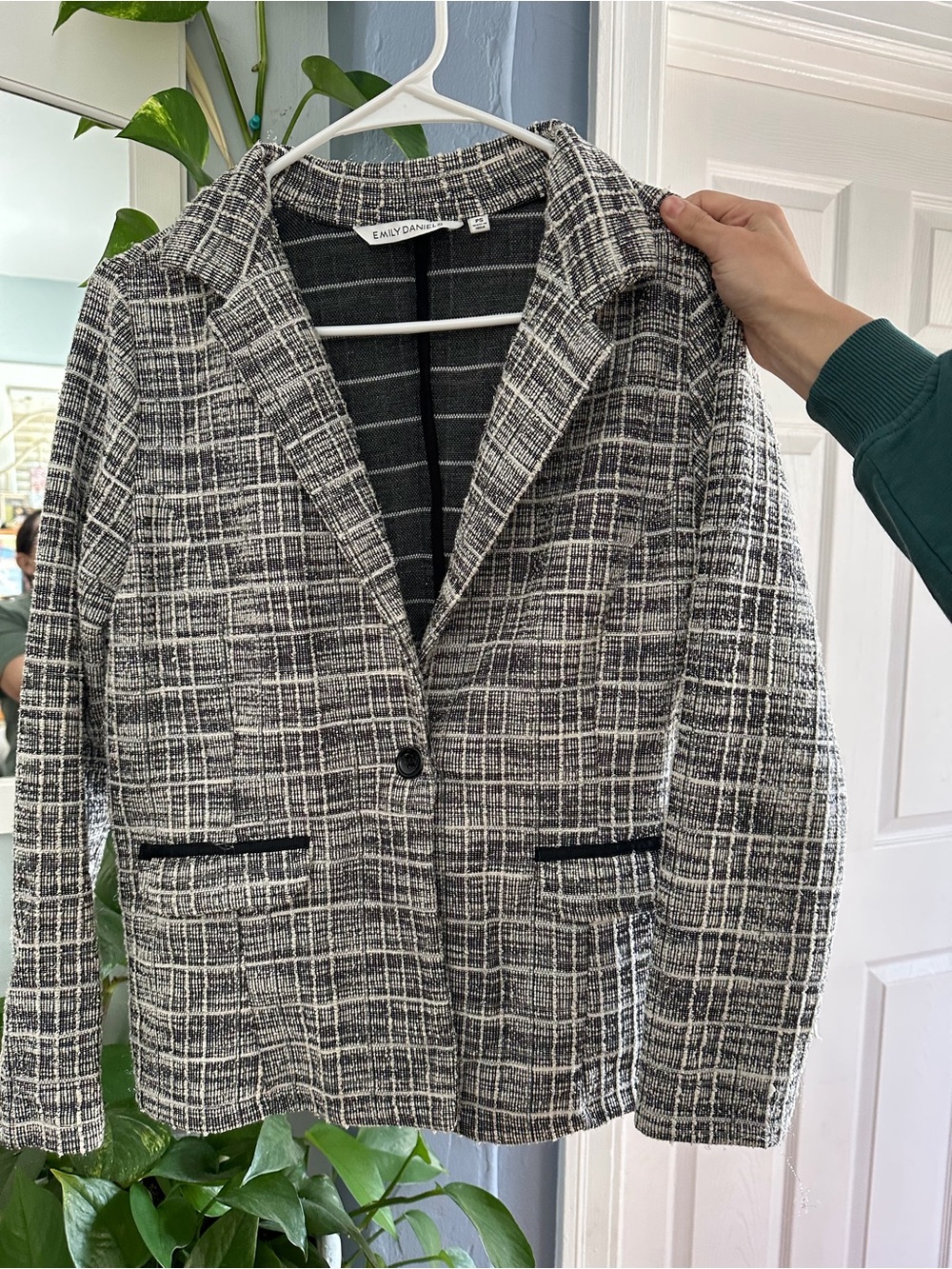 Emily Daniels Black & White Plaid Women's Blazer